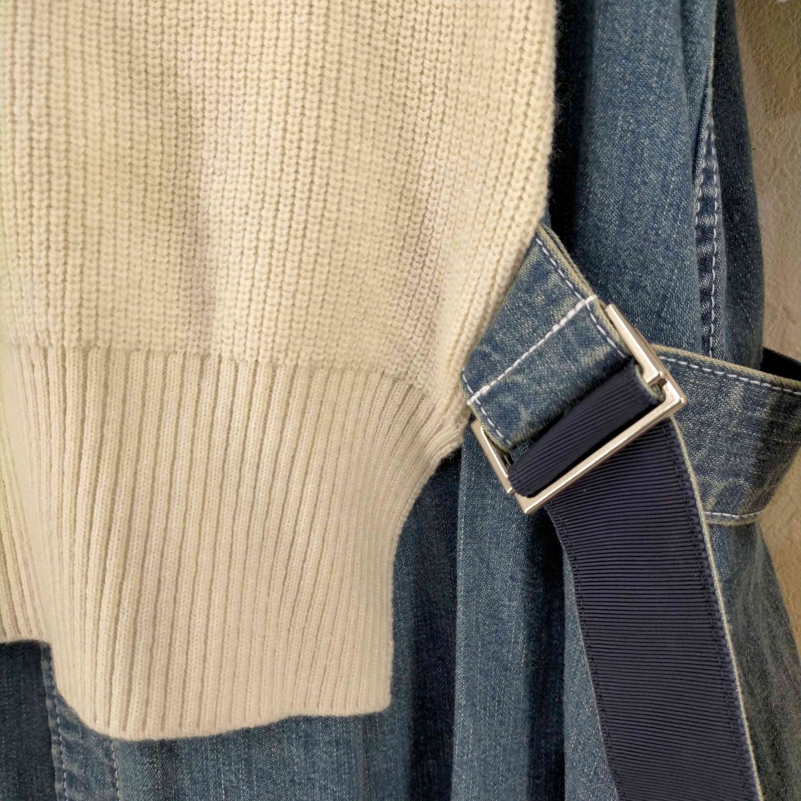 サカイ Sacai タートルネックニットドッキングデニムワンピース
