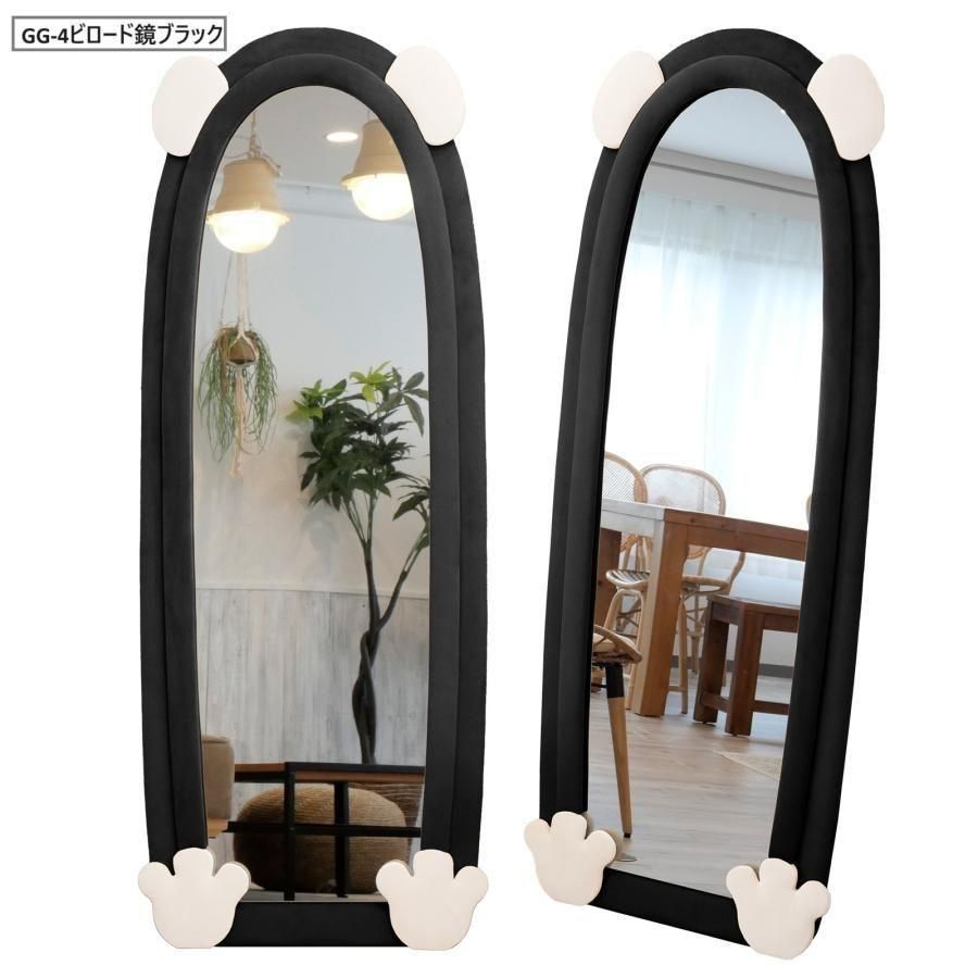 全身鏡 韓国風 クマ 可愛い 160x60 小売業者 ビロードフレーム 深茶色