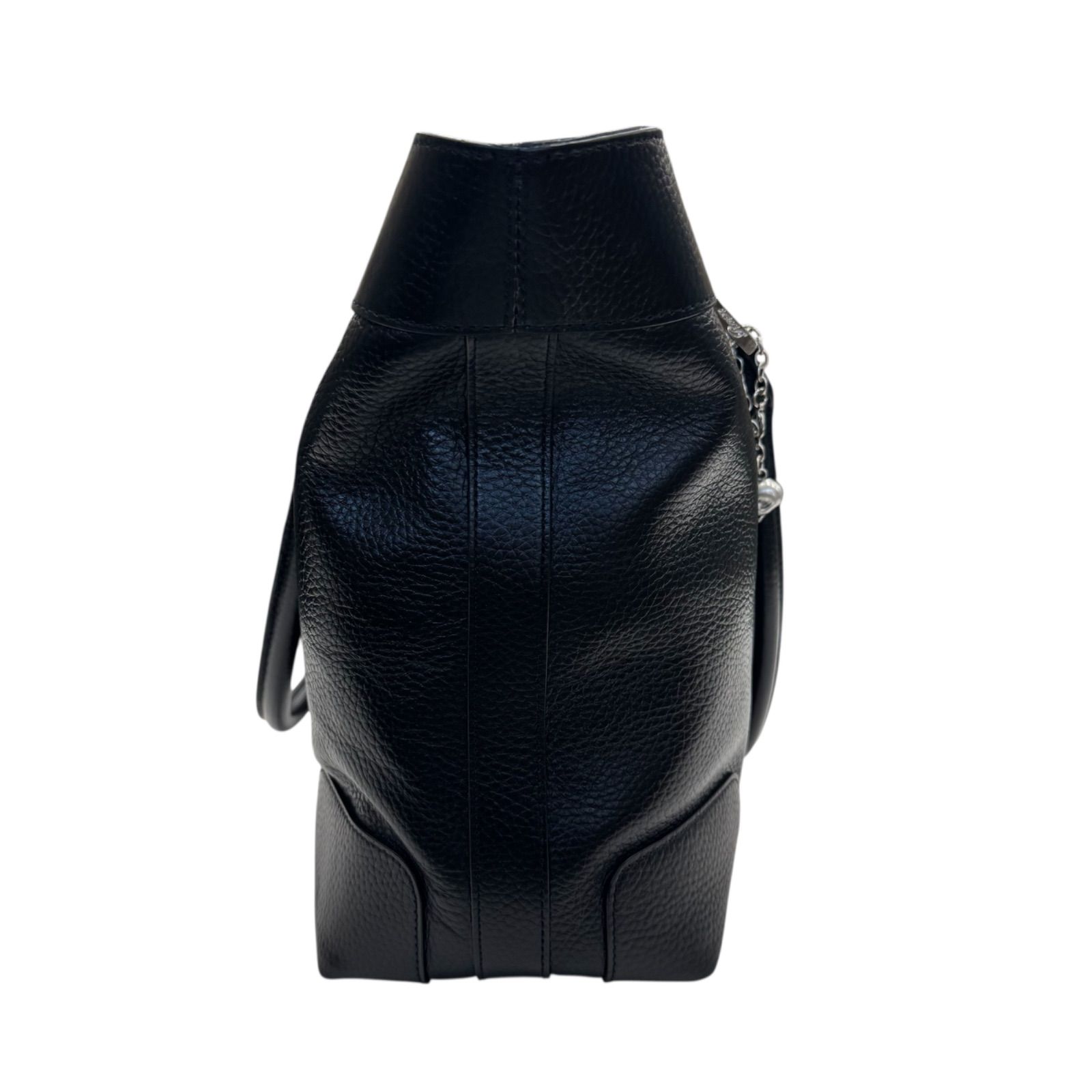 美品】Roen 3連スカルパッチ レザートートバッグ ブラック ロエン