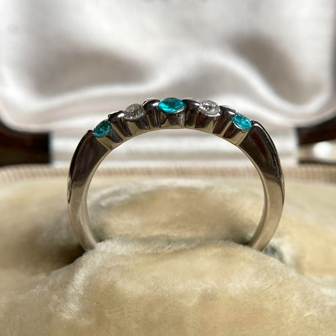 k18WG ネオンブルーパライバトルマリン　銅2.6 ％ ハート留め　ダイヤ指輪 k18WG ネオンブルー パライバトルマリン 銅2.6％ ハートモチーフ留め