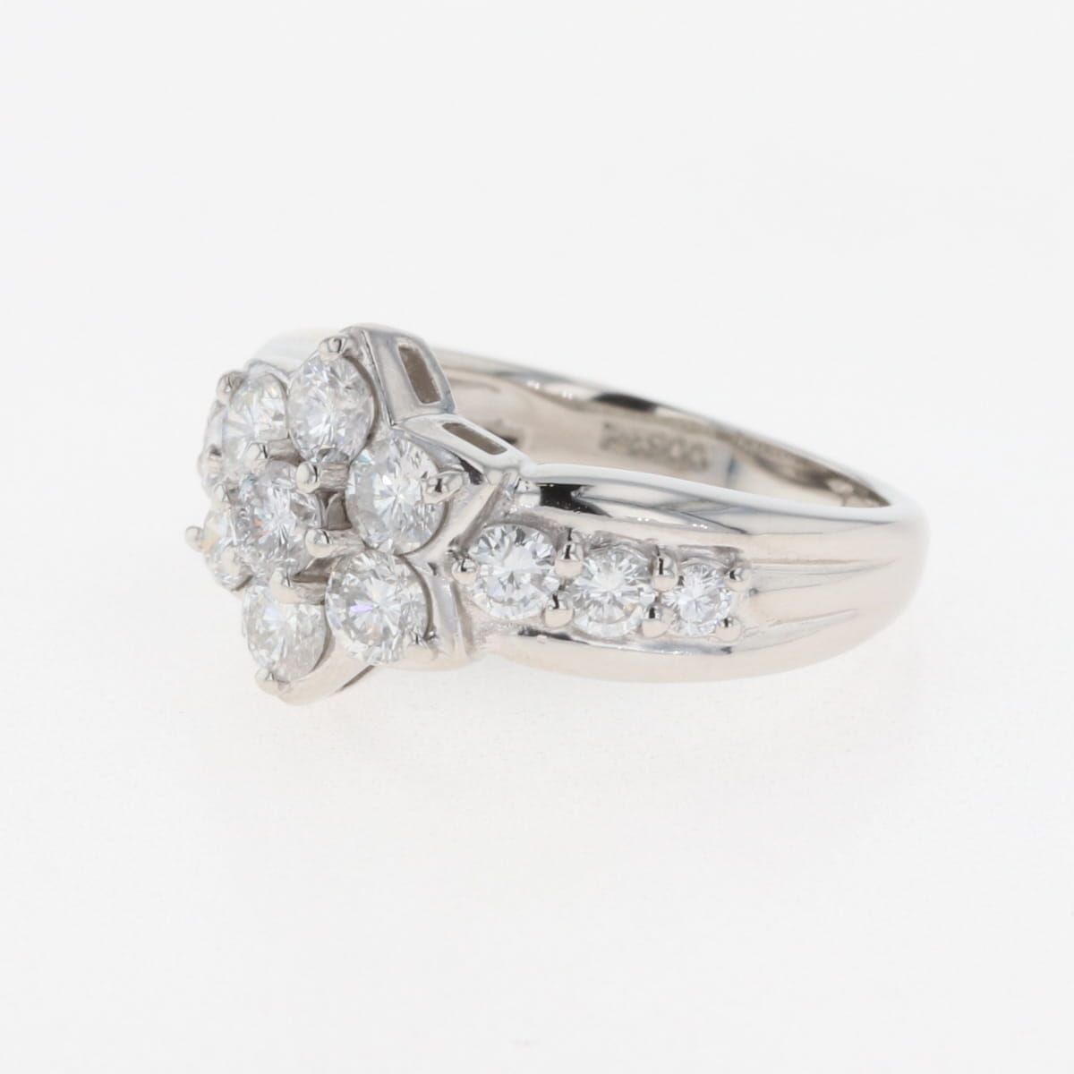 フラワーモチーフ デザインリング プラチナ 指輪 メレダイヤ 花 リング  