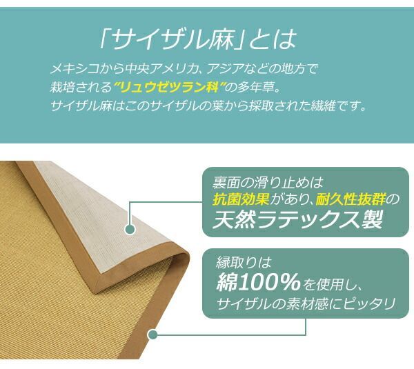 サイザル カーペット 5カラー選択 200×250cm 約3畳 3畳 ラグ 絨毯 敷物 マット じゅうたん 麻 100%天然素材 自然素材 滑り止め付き  長方形 オールシーズ sisal-red-200-250 (カラー:ブラック)(カーペットカラー:カラー) - メルカリ