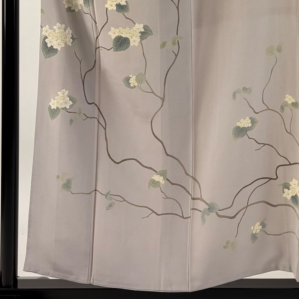 訪問着 身丈157cm 裄丈63cm S 袷 落款 枝花 灰色 正絹 秀品 一つ紋