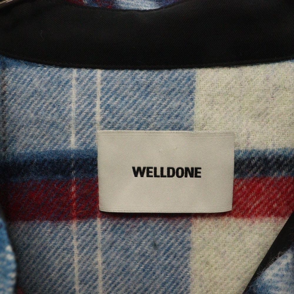 we11done (ウェルダン) BLUE WD CHECK ANORAK WOOL SHIRT チェック