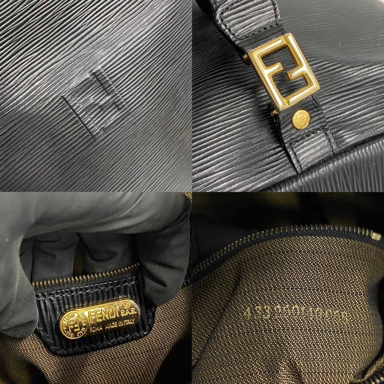 極美品⭐️FENDI フェンディ ショルダーバッグ FF金具 エピレザー 黒 美品 希少品 FENDI フェンディ FF ロゴ 金具 エピレザー 本革
