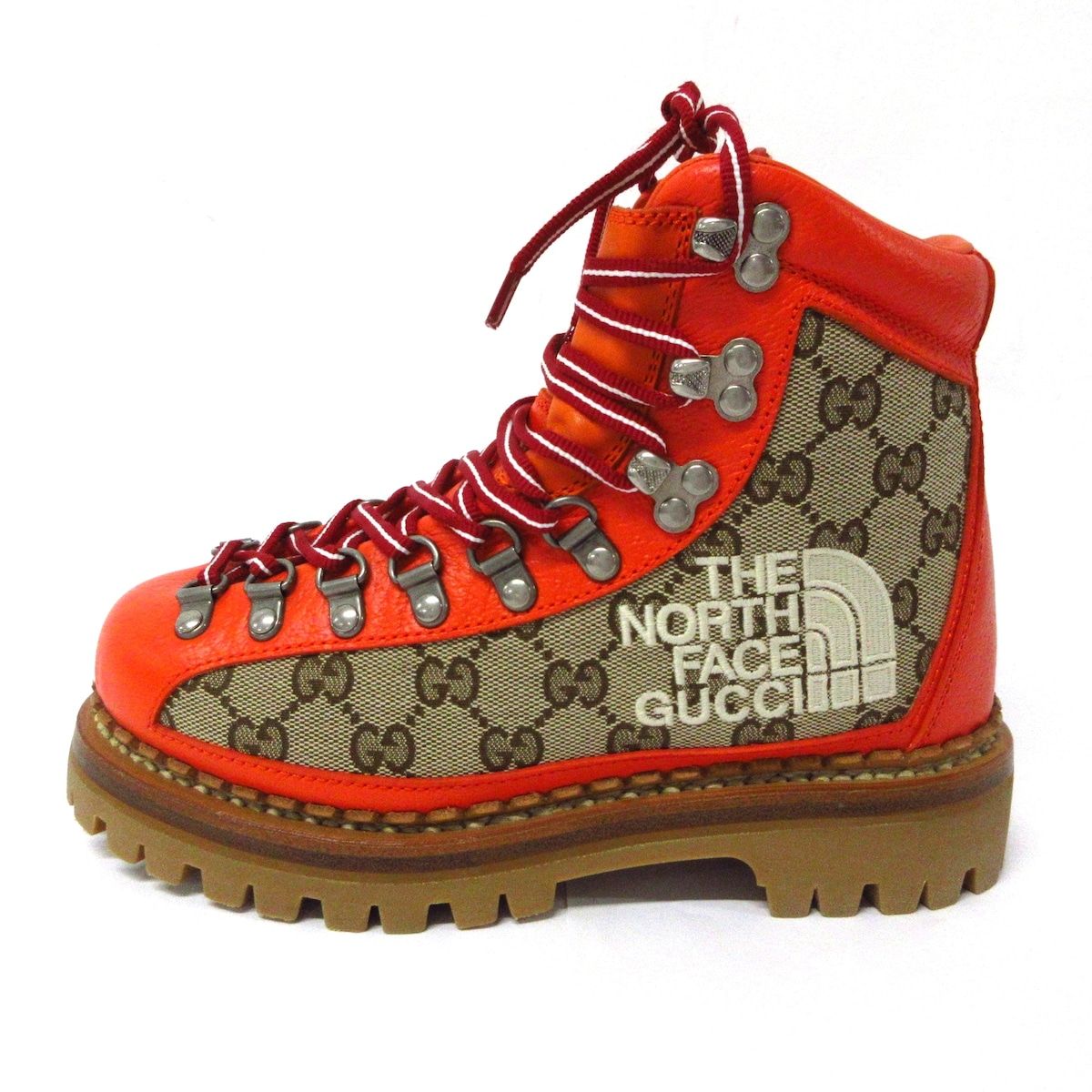 GUCCI(グッチ) ブーツ 35 1/2美品 GGスプリーム 679927 ベージュ×ライトブラウン×オレンジ トレッキングブーツ/THE  NORTH FACE - メルカリ