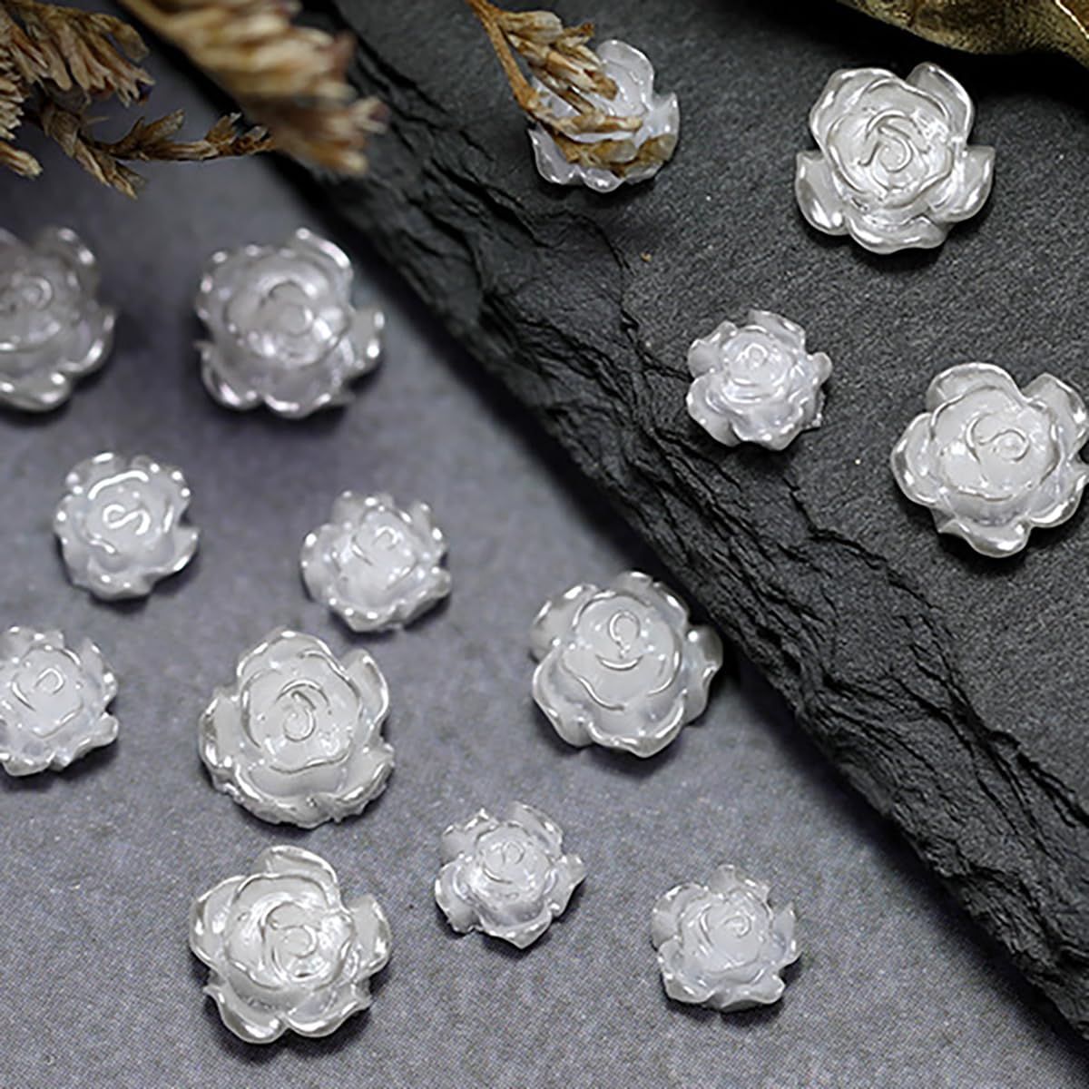 数量限定】バラ 3D 椿 立体 カメリア 大きい ローズ お花パーツ 8mm