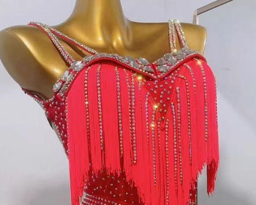 お得 ラテンドレス ワンピース フリンジドレス　レッド オーダーメイド 楽天市場】ラテン衣装 社交ダンス ラテンドレス ワンピース 黒