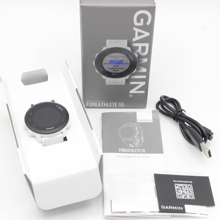 【美品】GARMIN ForeAthlete 55 010-02562-41 White スマートウォッチ ガーミン フォアアスリート ホワイト 本体