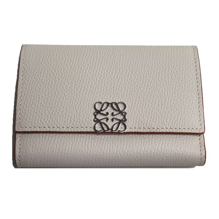 LOEWE ロエベ アナグラム バーティカル ウォレット スモール 三つ折り財布 ベージュ ライトゴースト C821S33X01 レディース 中古 美品 LOEWE ロエベ アナグラム バーティカルウォレット スモール 三つ折り財布 ライトゴースト C821S33X01 レディース