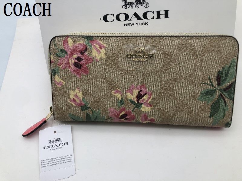 コーチ 財布 COACH 長財布 シグネチャー アコーディオンラウンドジップウォレット 花柄 レディース財布 贈り物 新品未使用a085C  F73345  E20