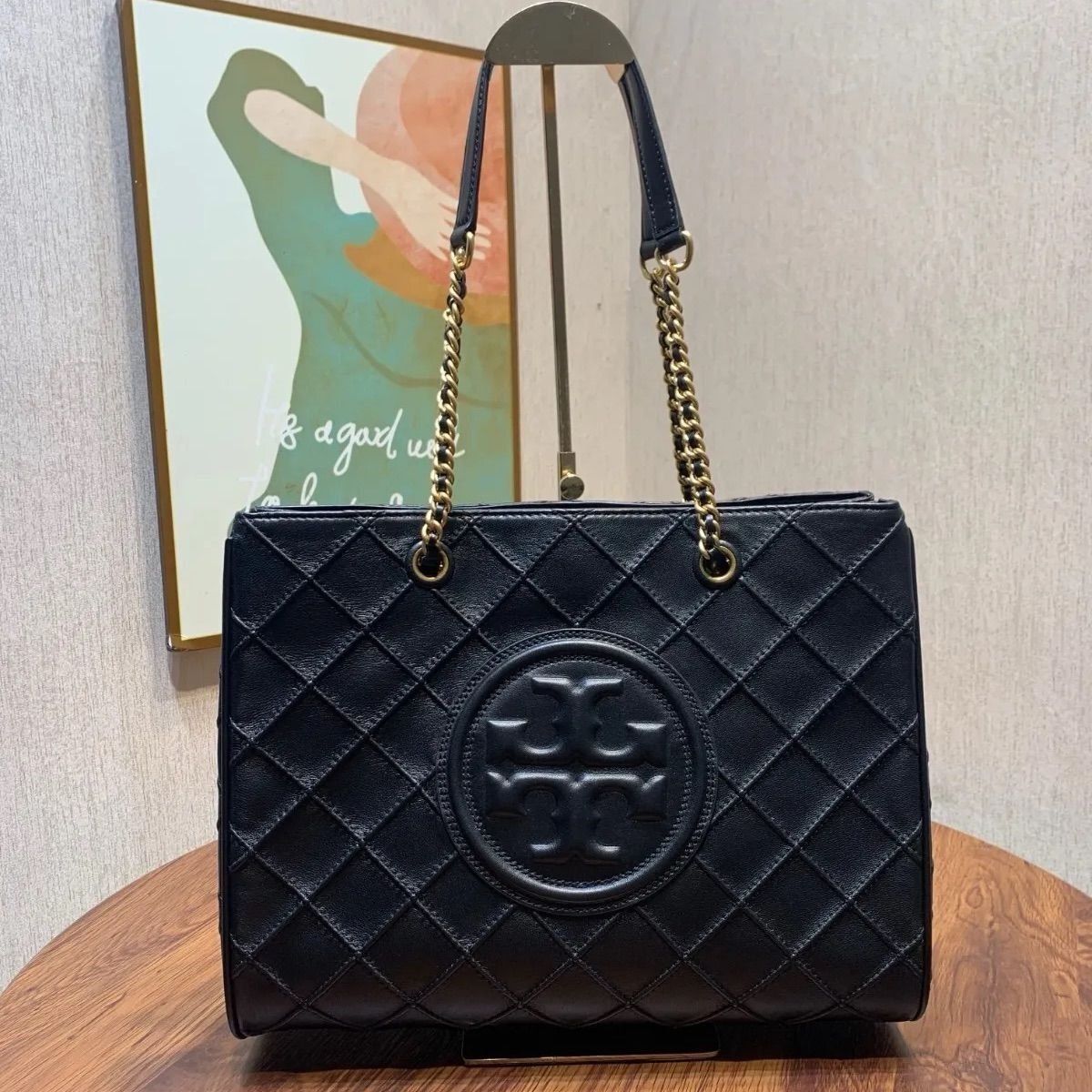 TORY BURCH 中型 トートバッグ ブラック シープスキン トートバッグ ショルダーメッセンジャーアウトレット品　大容量 #152337