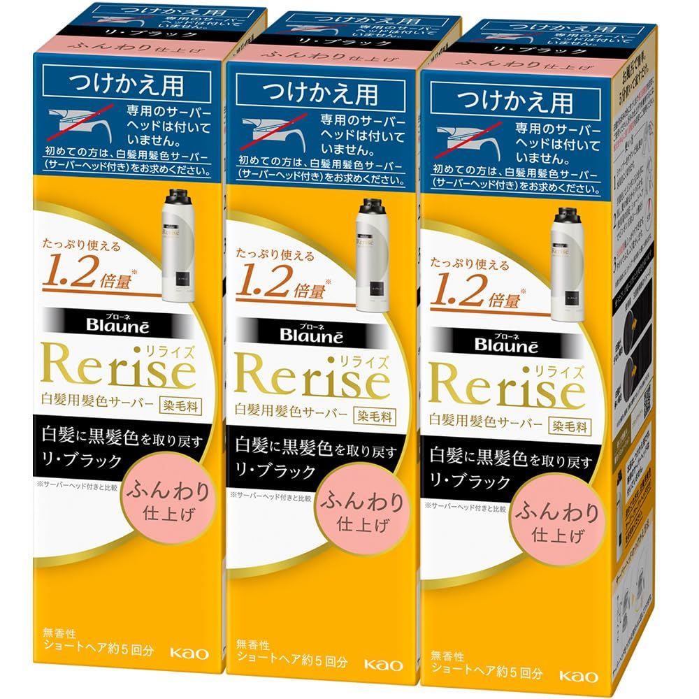リライズ 【3点セット】白髪用髪色サーバー リ・ブラック (自然な黒さ) ふんわり仕上げ つけかえ190ｇ×3個 [ホワイト] [190g×3個]
