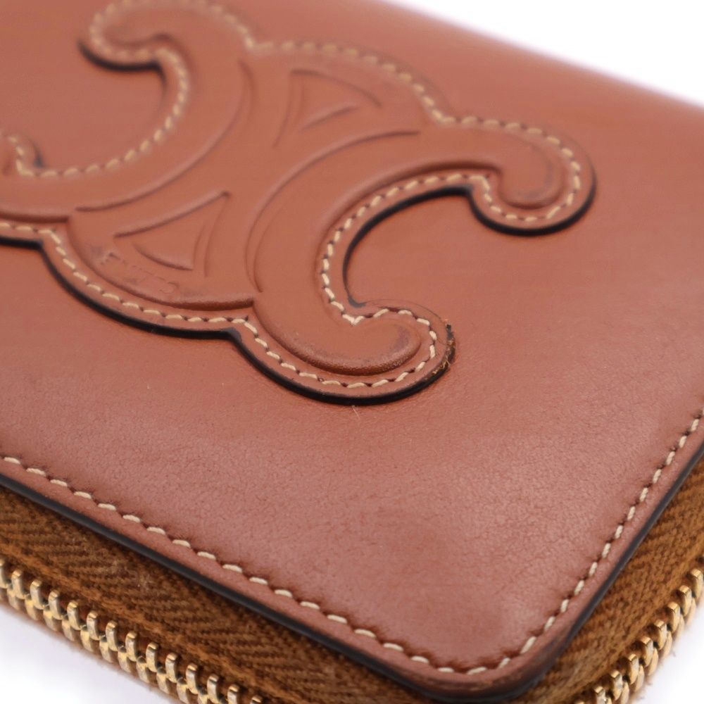 CELINE セリーヌ 財布 コインケース ラウンドジップ ゴールド CELINE (セリーヌ) キュイル トリオンフ コンパクトウォレット