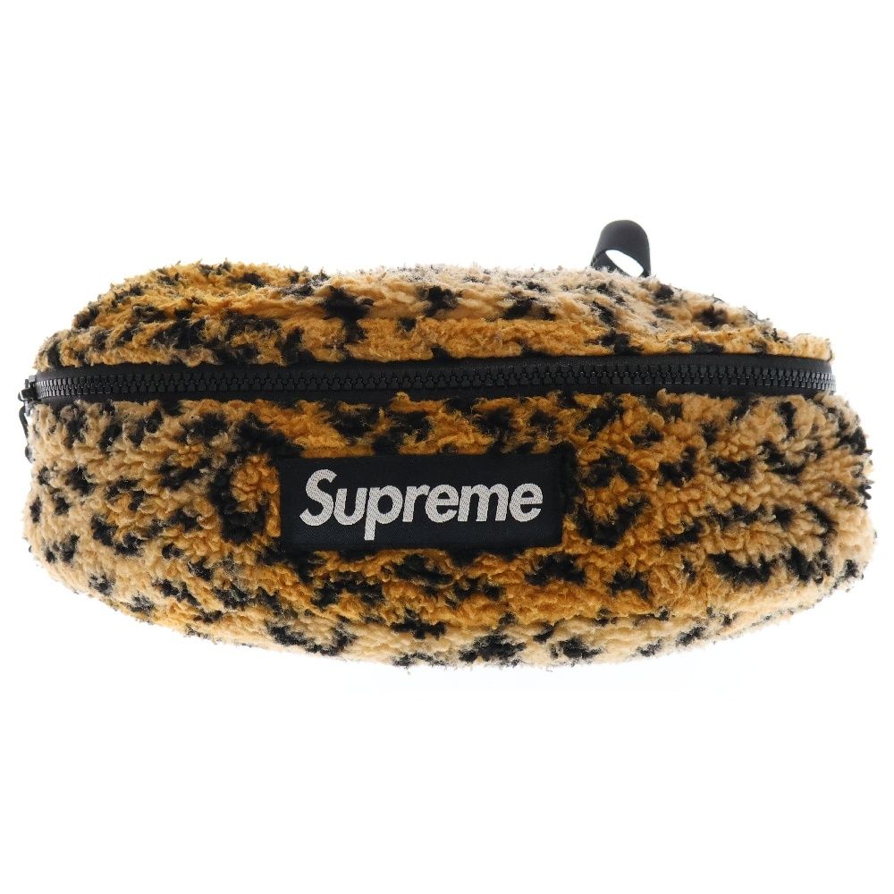 SUPREME シュプリーム 17AW Leopard Fleece Waist Bag ボックスロゴ レオパード総柄 フリース ウエストバッグ ブラウン|ブラック