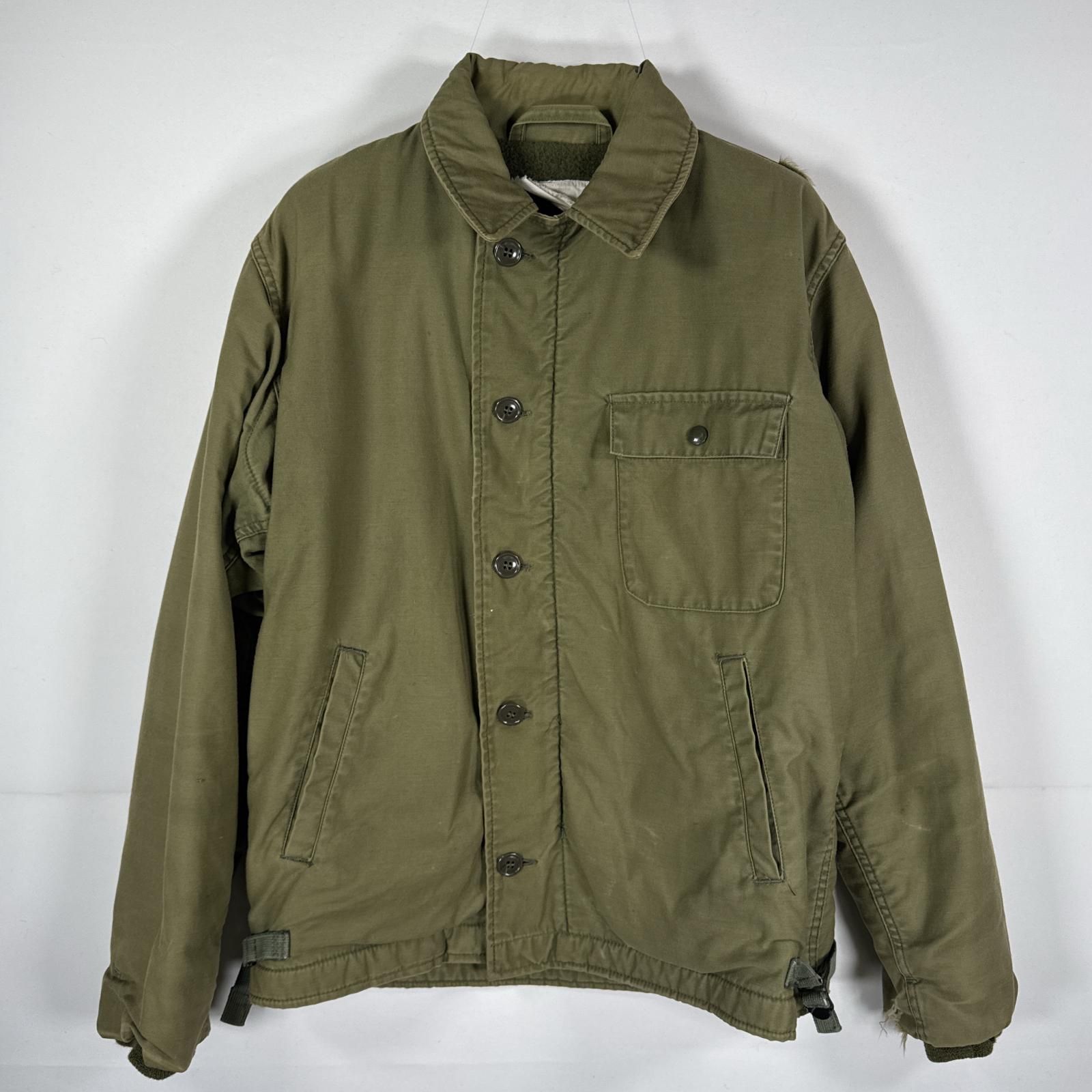 古着 70's/70年代 ヴィンテージ ミリタリージャケット A-2 デッキジャケット 実物 米軍 スコービルジッパー M  オリーブグリーン メンズ