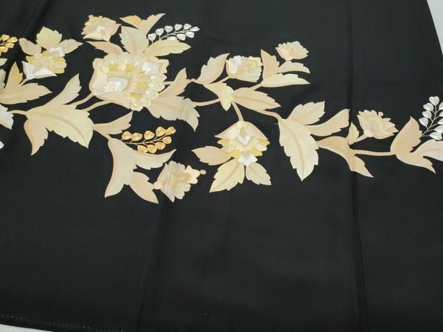 平和屋着物□豪華黒留袖 駒刺繍 雲取り宝尽くし飛鶴文 金彩