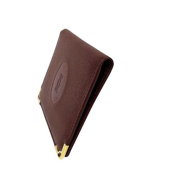 カルティエ マストライン ボルドー レザー コンパクトミラー ブランド小物 パスケース レディース