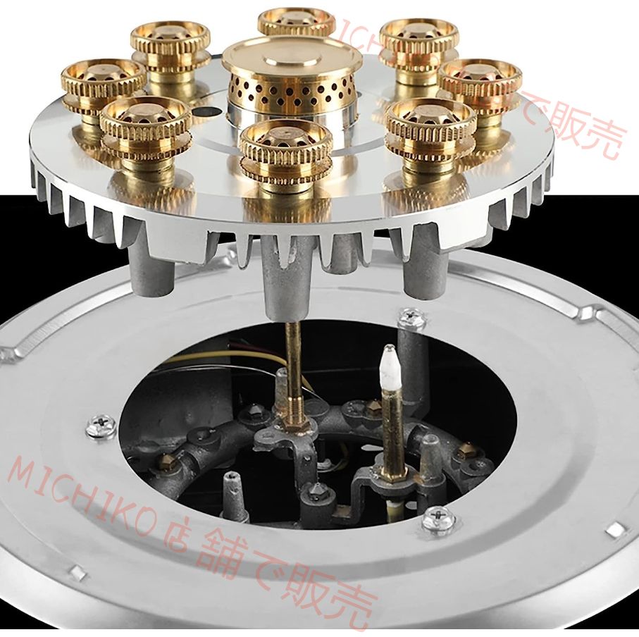 ガスコンロ 33cm ビルトインガスコンロ 7.0Kw 9個口火力リング中華鍋バーナー ブラック強化ガラス テーブルトップクッキング Ng|LPG コンバーチブルガスストーブ コンバーチブルコンロ 家庭用キッチン用 自動 LPG Black