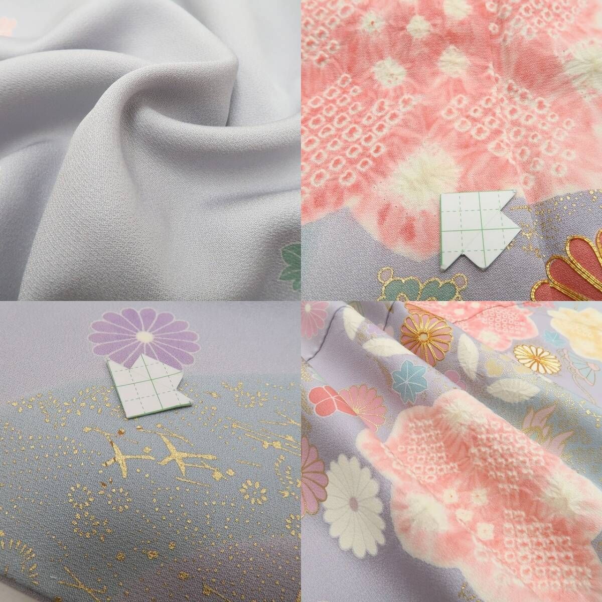 ❁tomihisa❁新品 手描き友禅 圭雲 落款”灰青色に淡く広がる吉祥の彩り