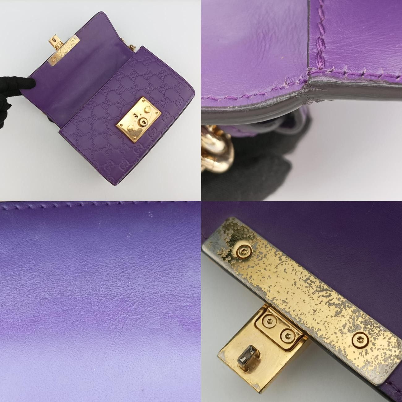 グッチGucciパドロックパープルレザー409487G019660036