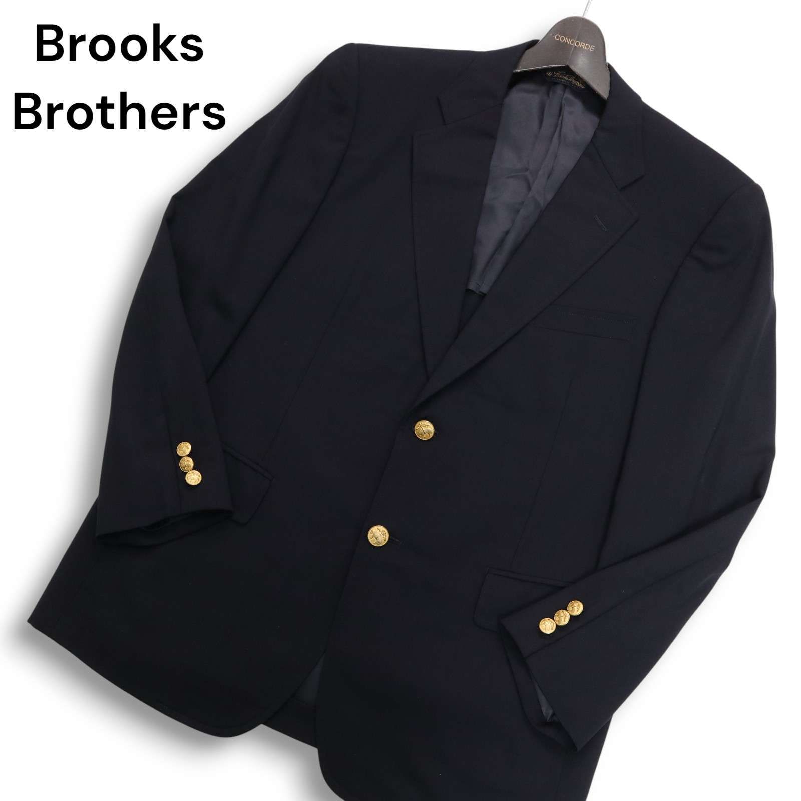 ブルックスブラザーズ 紺ブレ テーラードジャケット 金ボタン ロゴ 37SHT Brooks Brothers ブルックスブラザーズ 通年 金ボタン☆ ブレザー