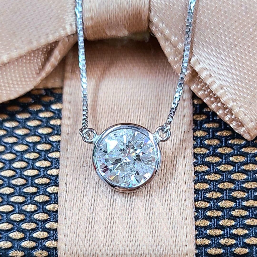 H SI GOOD 0.7ct ダイヤモンド バイザヤードセッティング ネックレス 鑑定書付 プラチナ 天然ダイヤモンド ダイヤ pt900 フクリン  ペンダント 4月誕生石 - メルカリ