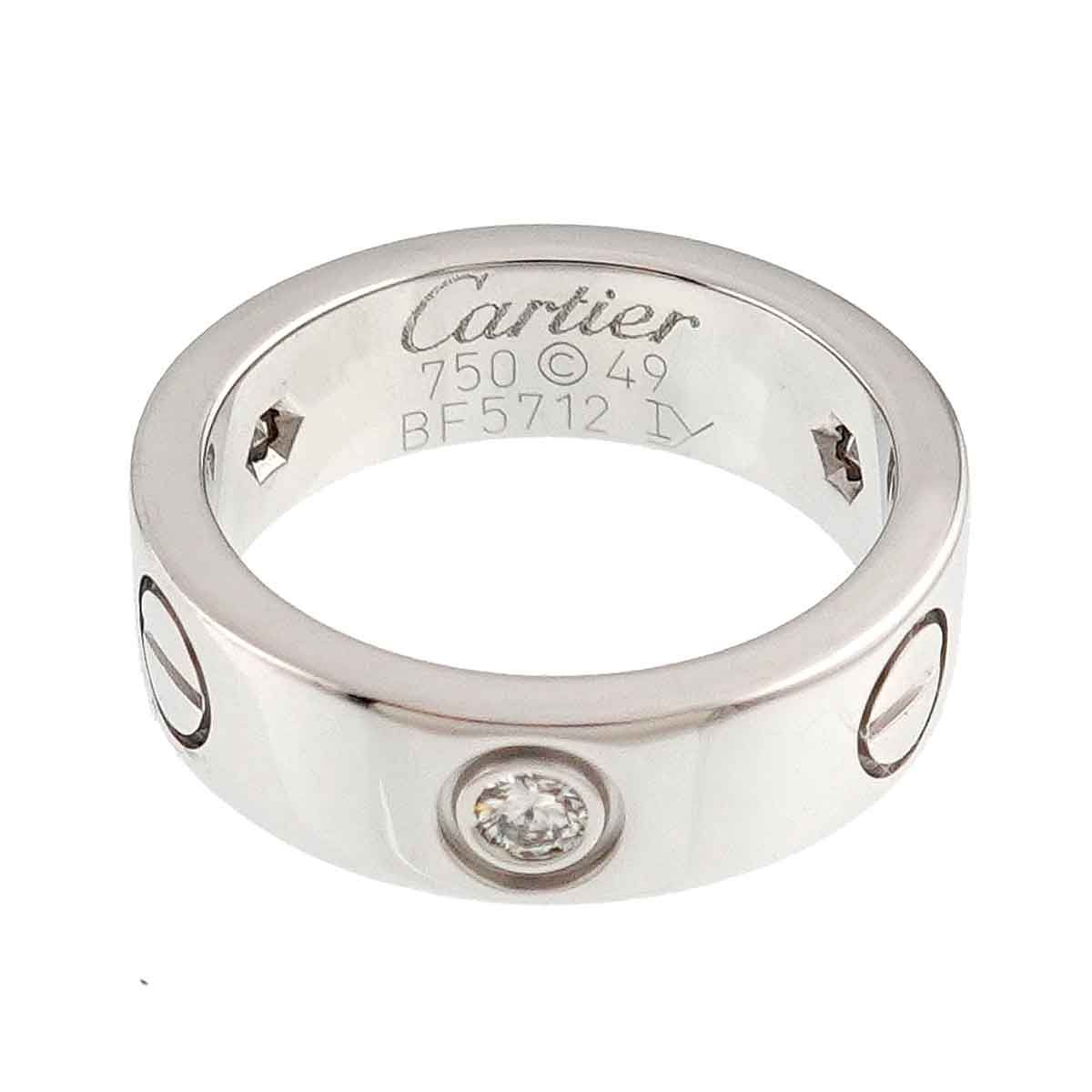 最終お値下げ　レアサイズ❣️ カルティエ❣️ ラブリング　YG750 61 カルティエ Cartier ラブ #49 リング ハーフ ダイヤ 3P K18 WG