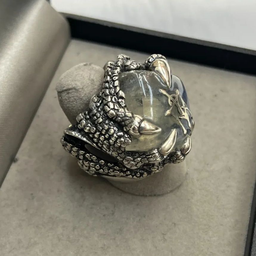 N ヴィンテージ アルテミスクラシック ドラゴンクロー ブルーアイ シルバー 925 リング メンズ かっこいい