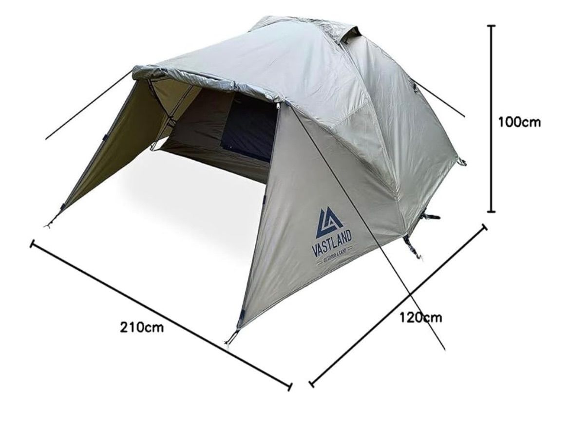 値下げ！】VASTLAND ドーム型ツーリングテント ソロ 1〜2人用【オリーブ】