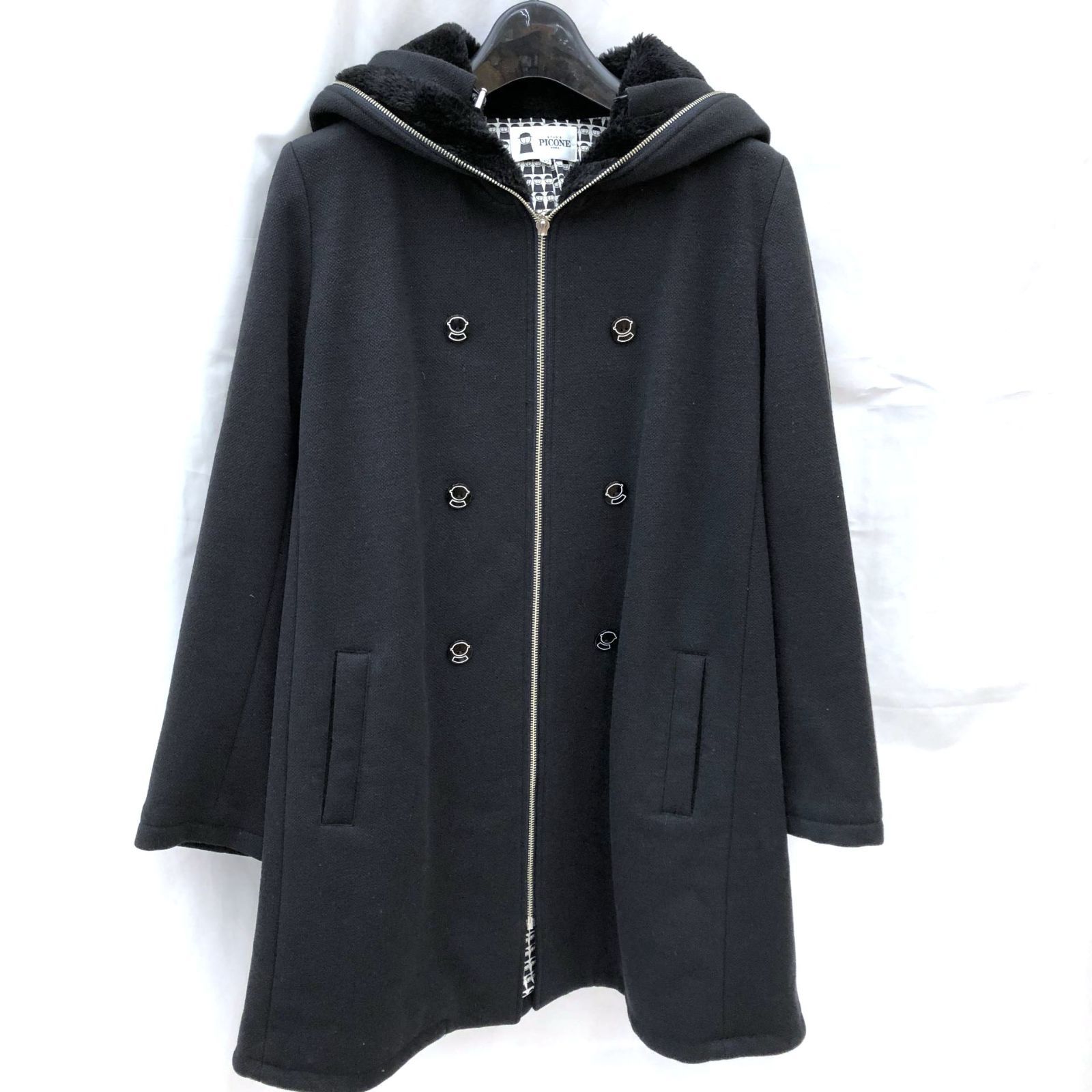 PICONE フード付きネイビーコート ピッコーネPICONE フード付きコート