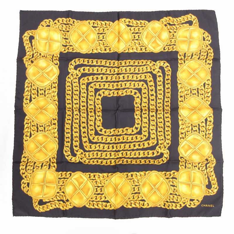 ◆チェーン柄がオシャレ◆【CHANEL】スカーフ CHANEL】シャネル『チェーン柄スカーフ』レディース 1週間保証