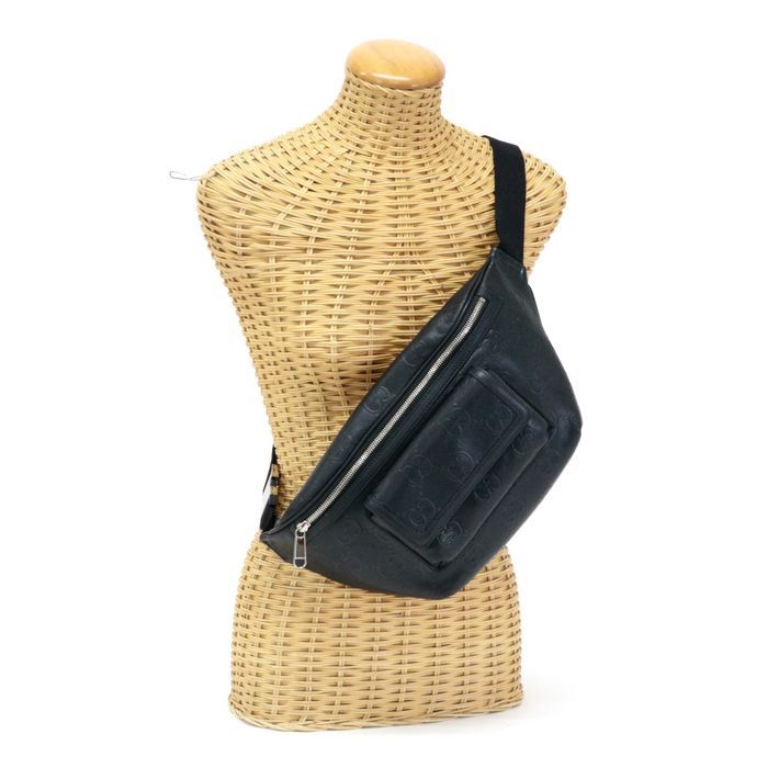 【期間限定大幅値下げ】GUCCI ボディバッグ ブラック レザー 645093 GG グッチ メンズ バッグ ベルトバッグ ジャンボGG ボディバッグ