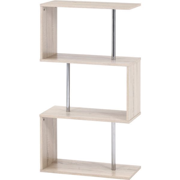 S字型ディスプレイラック3段 オーク 組立品 代引不可