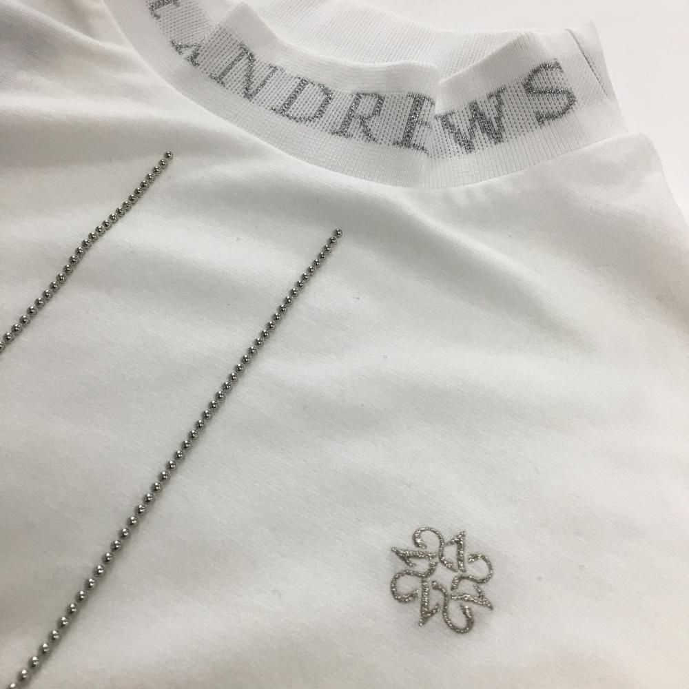 美品】セントアンドリュース 半袖ハイネックシャツ 白×シルバー