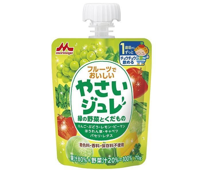 森永乳業 やさいジュレ 緑の野菜とくだもの 70gパウチ×36本入× 2ケース ｜ 野菜 フルーツ ゼリー飲料 パウチ ベビー用品
