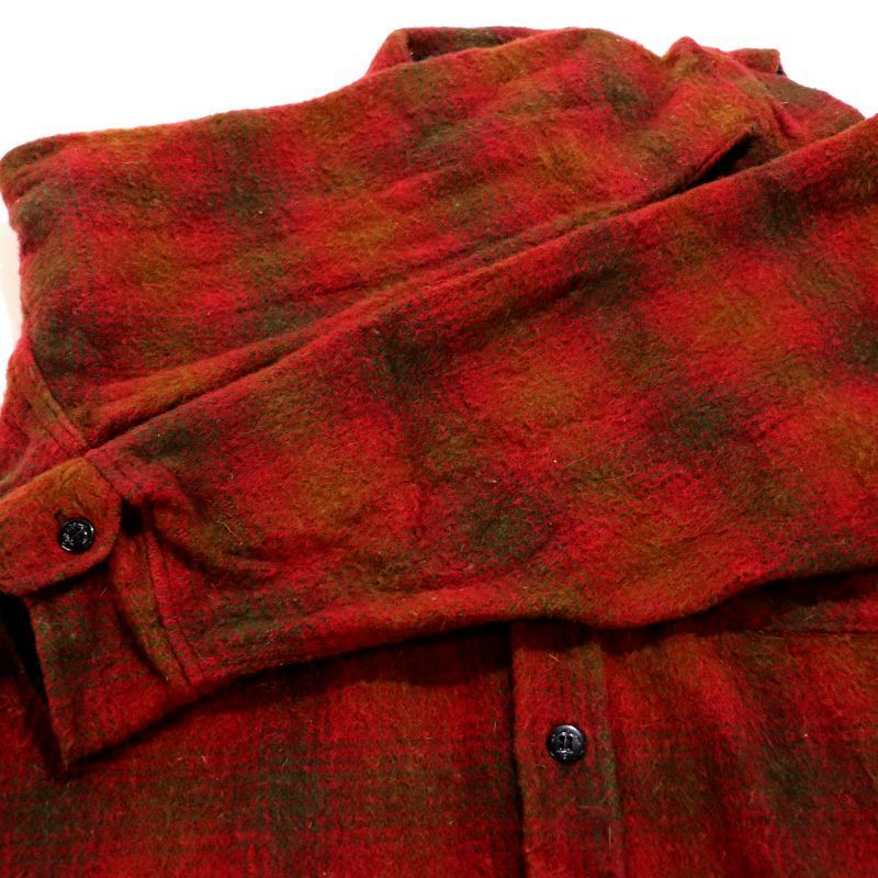 80s USA製 vintage melton チェック柄 CPO 長袖ウールシャツ メンズ