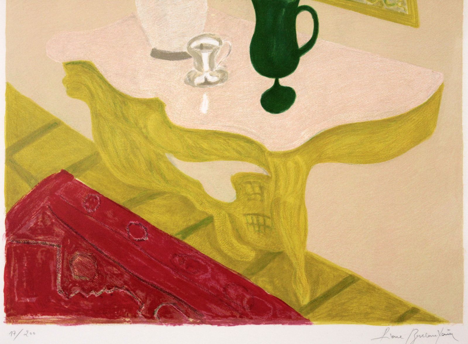 ピエール・ボンコンパン 「テーブルの上の花束」 リトグラフ 版画 絵画 ピエール・ボンコンパン 「テーブルの上の花束」 リトグラフ