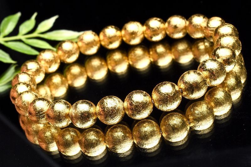 お買い得！ メテオライト(アルタイ隕石) 8mm ゴールドコーティング 