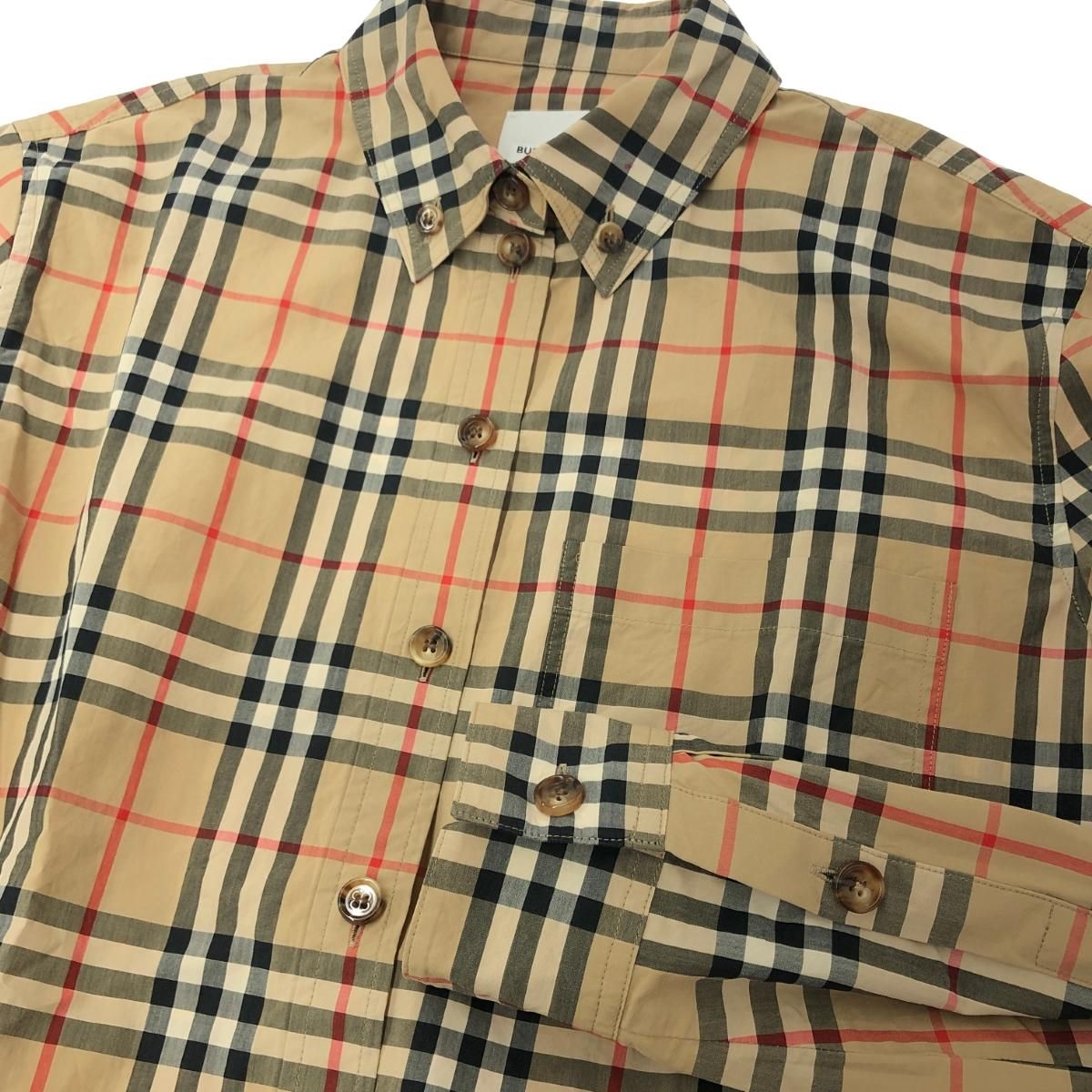 BURBERRY LONDON バーバリーロンドン ノバチェック柄シャツ ボタンダウン ブラウス サイズ:36  ベージュ  レディース 　240001128276 BURBERRY LONDON バーバリーロンドン ノバチェック柄シャツ ボタン
