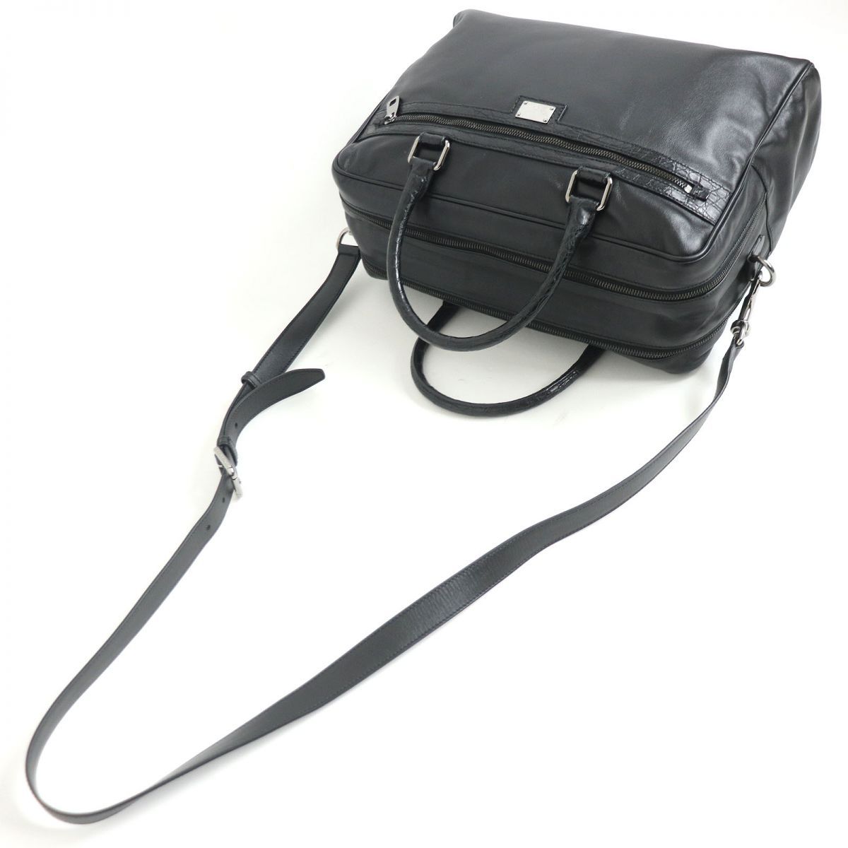 ドルチェ&ガッバーナ2wayハンドバッグメタリックシルバーロゴプレート