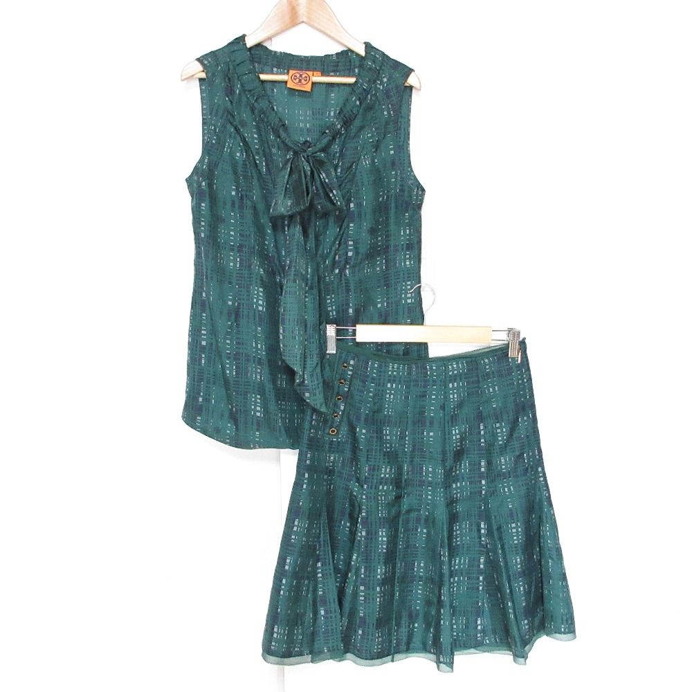 良品 TORY BURCH トリーバーチ シルク100％ チェック柄