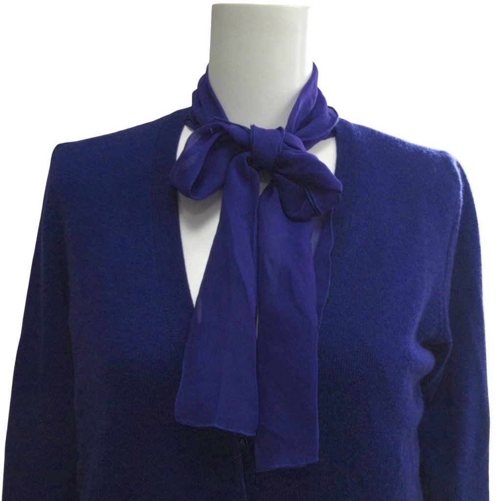 ボッテガヴェネタ BOTTEGA VENETA カシミヤ シルクリボンカラー カーディガン ニット スナップボタン 正規 紫 パープル 40 IBO82 WWW_USTAUSTRALIA_COM_AU