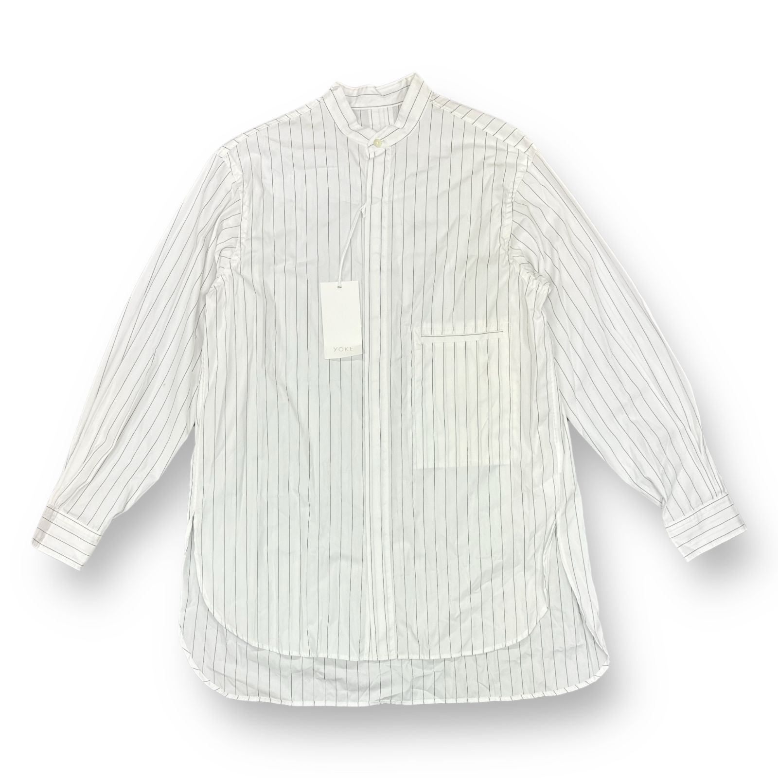 定価35200円 新品 YOKE 23SS STRIPED BAND COLLAR SHIRTS (WIDE 