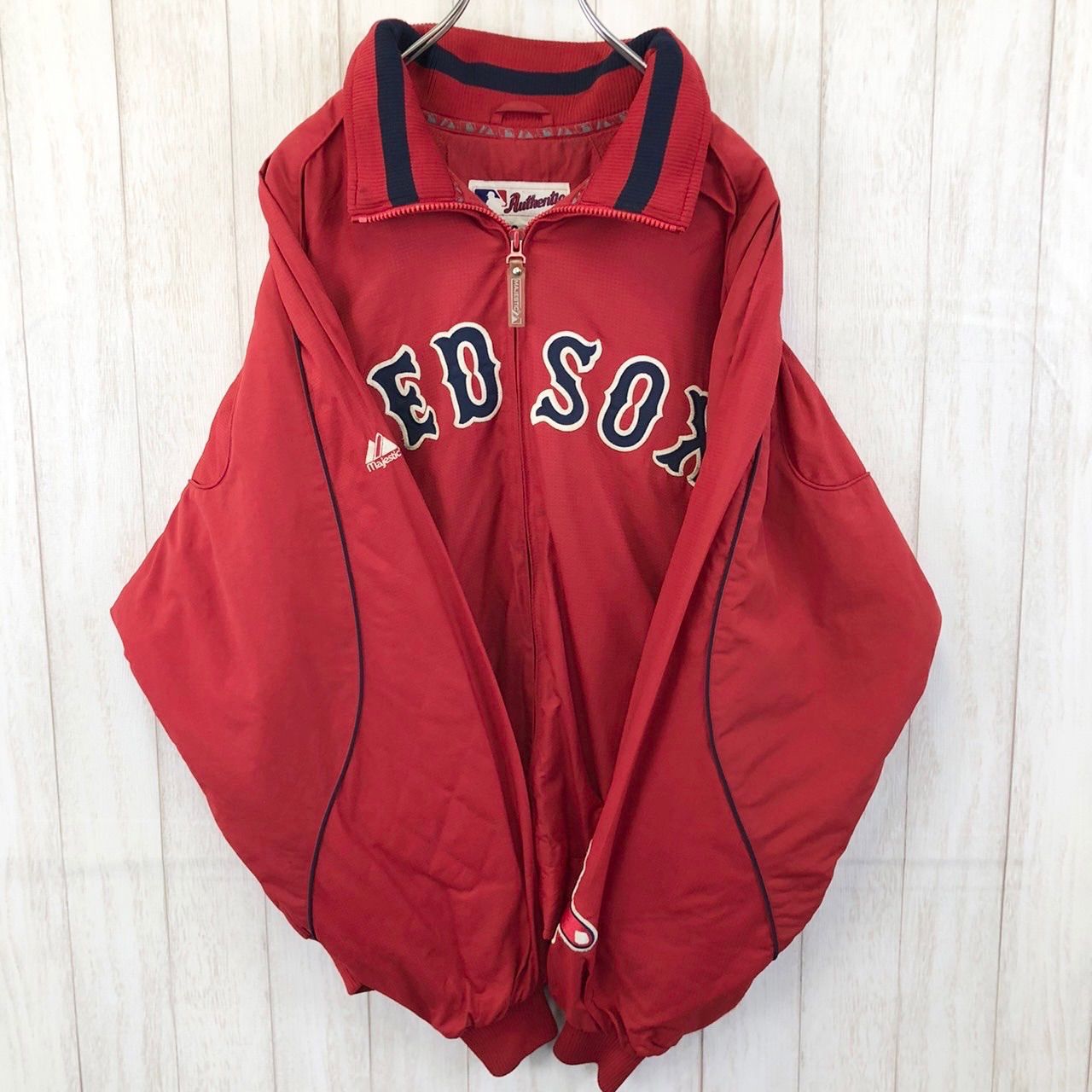 マジェスティック MLB レッドソックス ジャケット 刺繍 赤