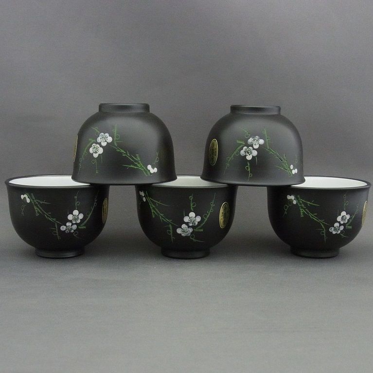 豊栄作 常滑焼 手作り煎茶茶碗 梅 ５客揃