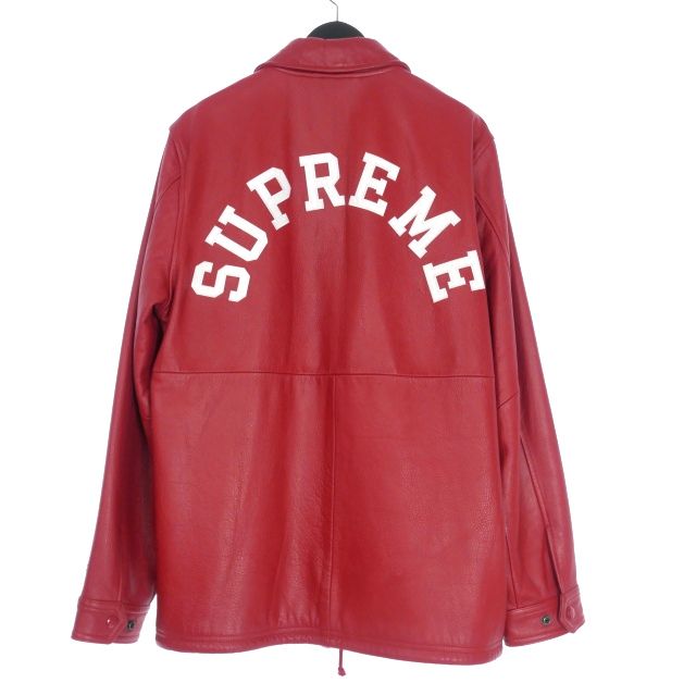 シュプリーム SUPREME × Champion 15AW Leather Coaches Jacket レザーコーチジャケット ブルゾン M 赤  レッド - メルカリ