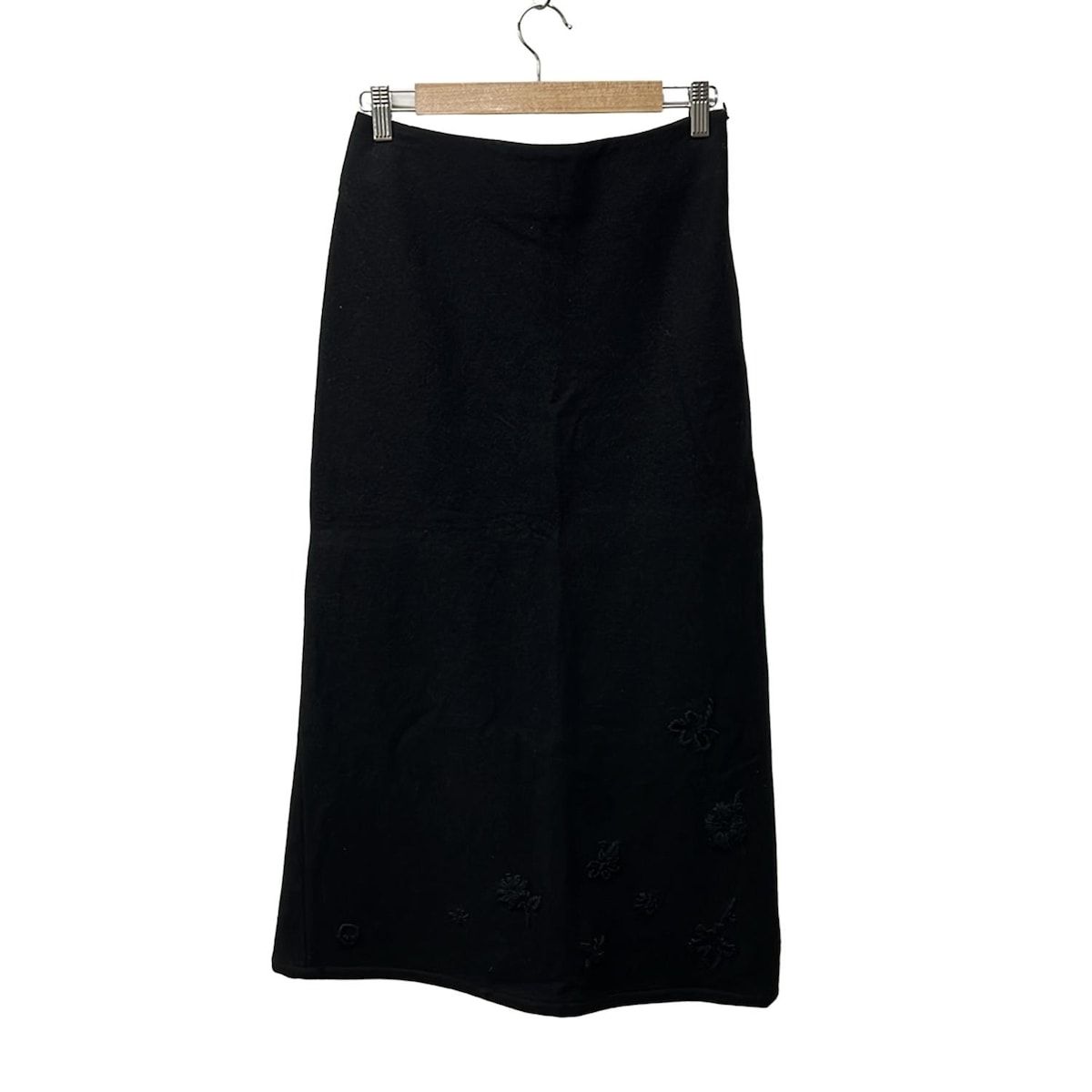 YOHJI YAMAMOTO NOIR ヨウジヤマモトプリュスノアール ロングスカート サイズ1 S レディース - 黒 刺繍 フラワー 花