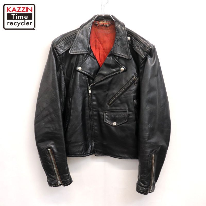 50s ホースハイド ダブルライダースジャケット メンズ Lサイズ相当