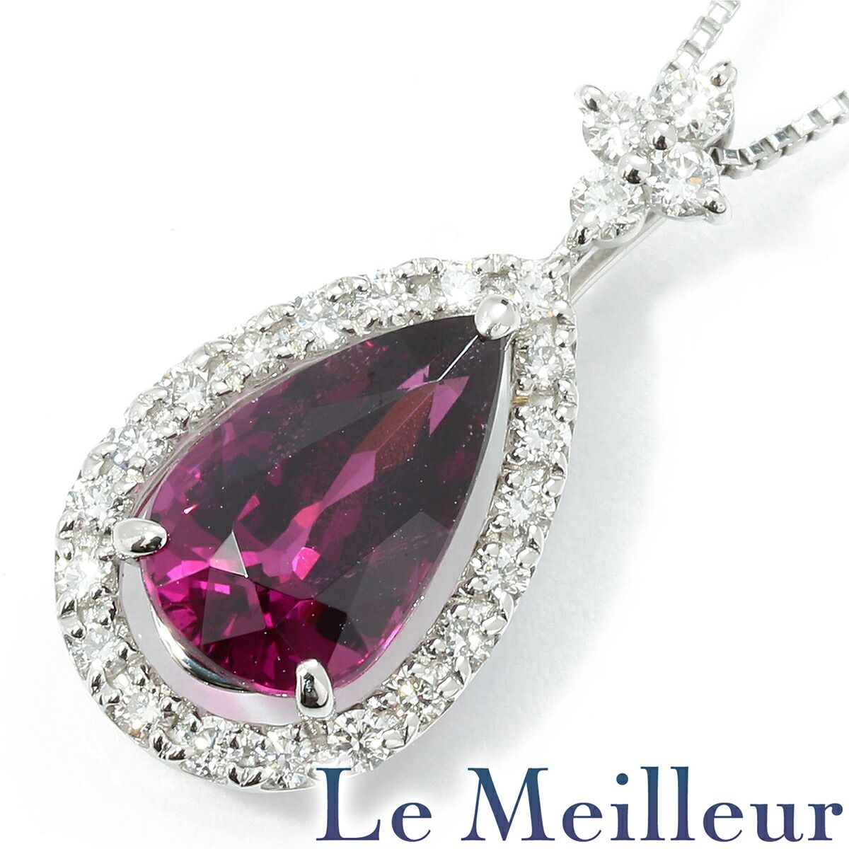 ロードライトガーネット 1.65ct ダイヤモンド プラチナ Pt900 ドロップ 